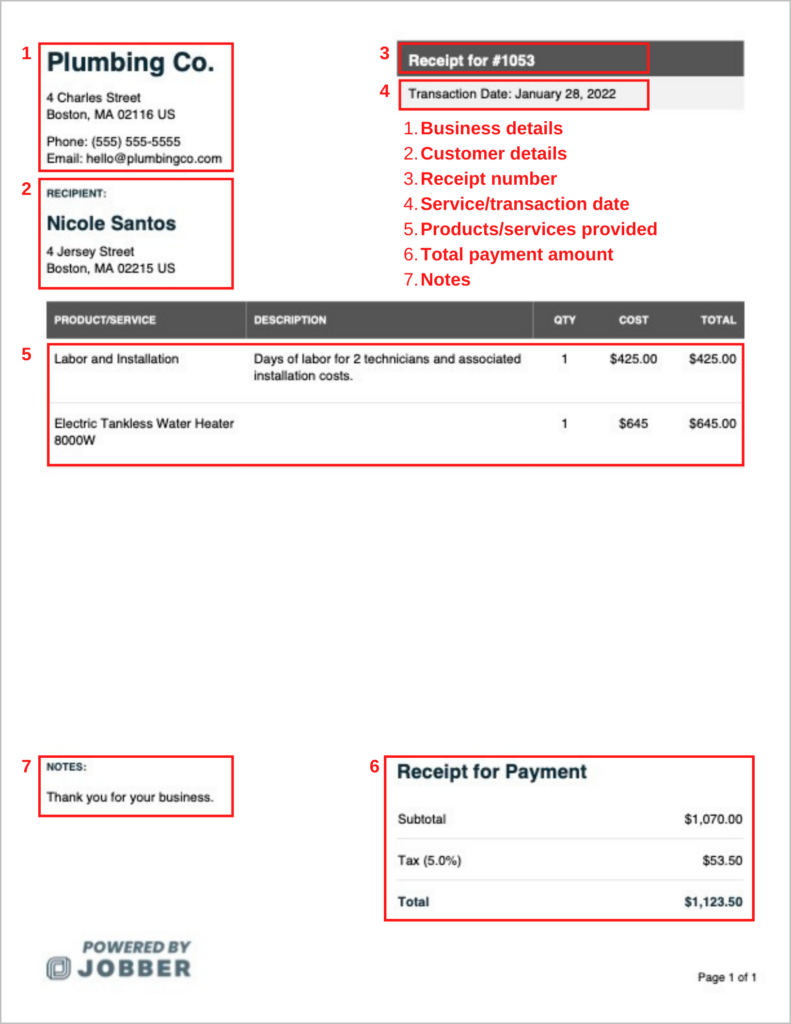 Free plumbing receipt template edit download jobber