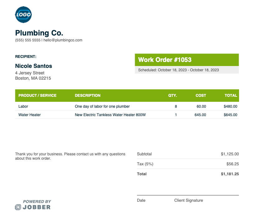 Free Plumbing Work Order Template | Edit & Download | Jobber free-plumbing-work-order-template-edit-download-jobber