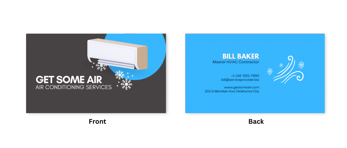 Air Conditioning HVAC business card example