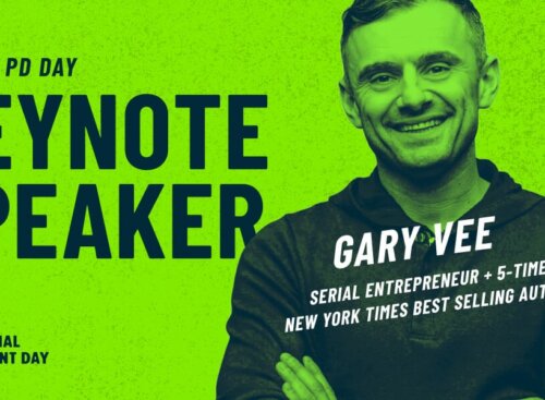 Gary Vee headshot with text overtop from Jobber PD Day 2021