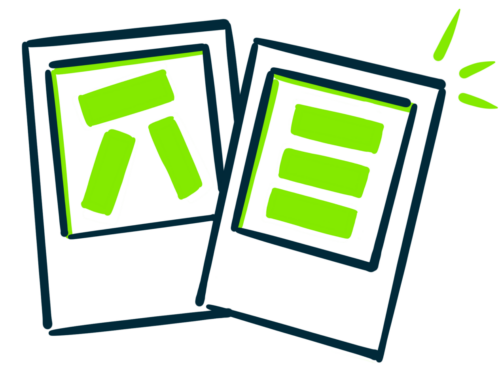 illustration of before and after image cards
