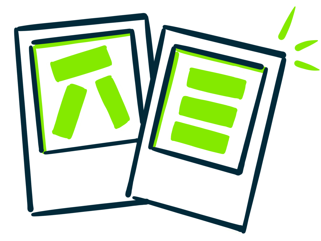 illustration of before and after image cards