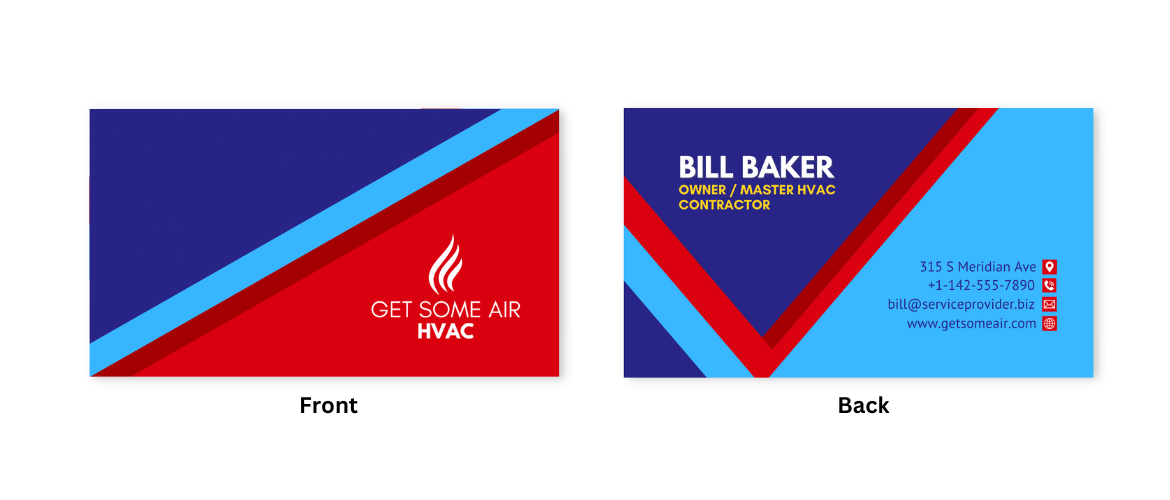 Colorful HVAC business card example