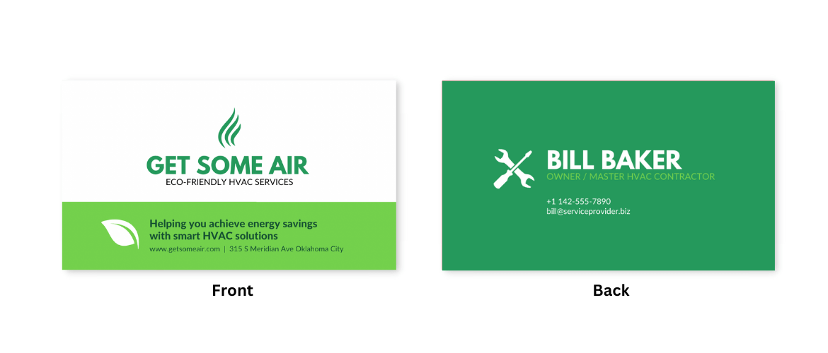 Eco-friendly HVAC business card example