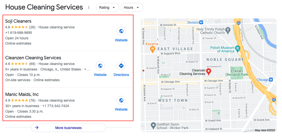How to get clients for a cleaning business: Google My Business listings