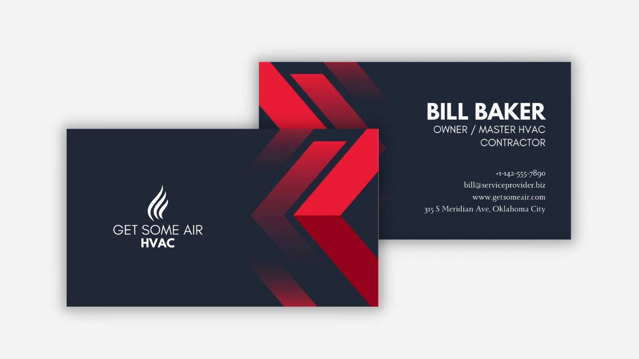 Example of an HVAC business card
