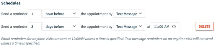 Appointment reminder text message schedule in Jobber.