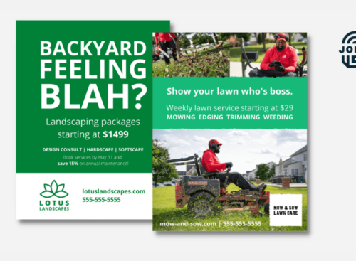 Example of two lawn care flyers