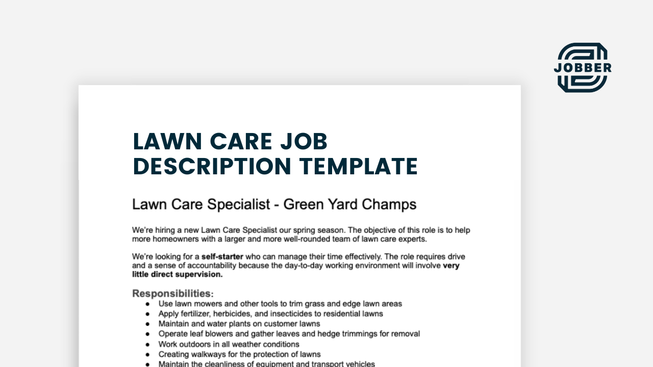Example of a lawn care job description made with a downloadable template