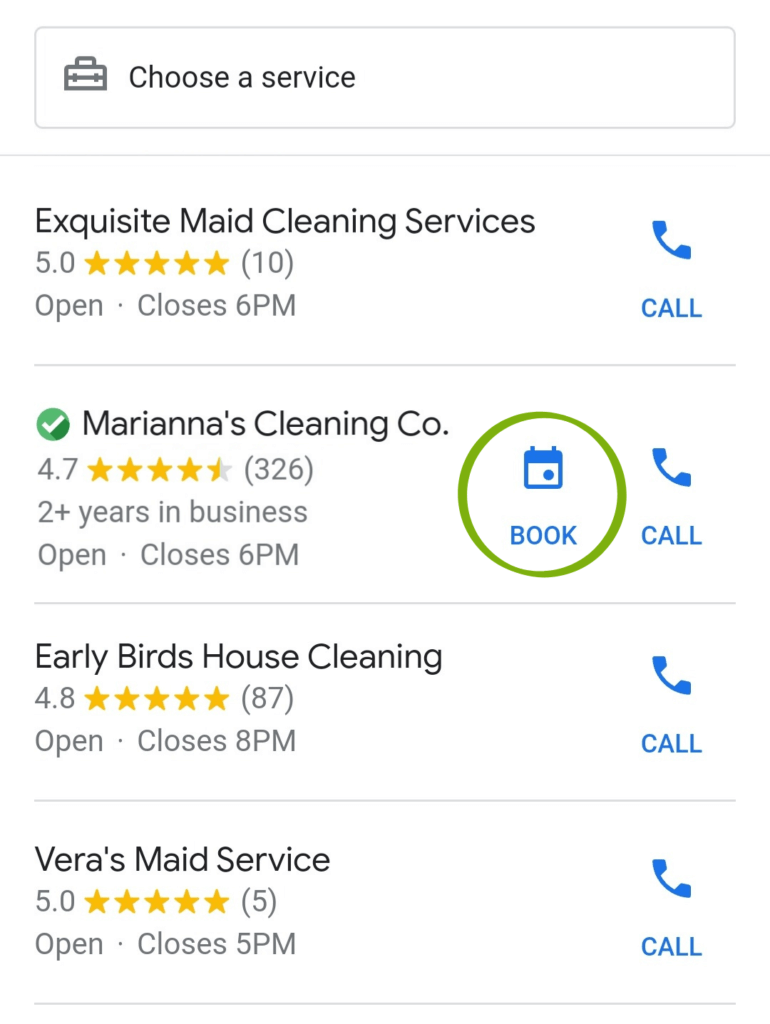 Mariannas Cleaning Local Service Ad with Jobber booking feature