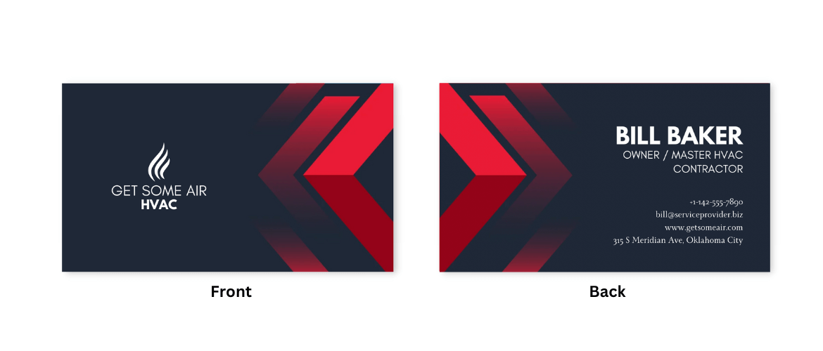 Professional HVAC business card example