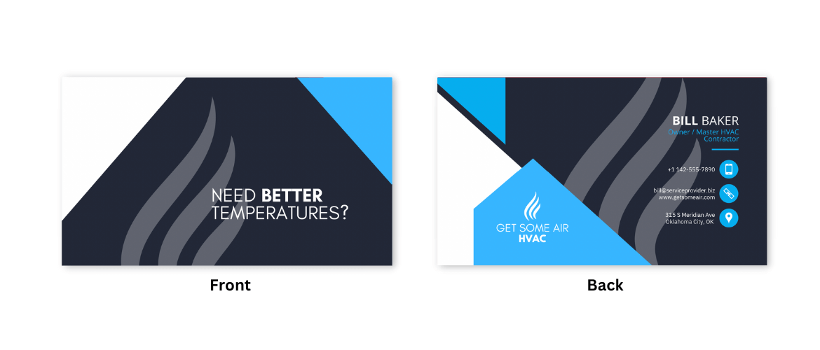 Unique HVAC business card example