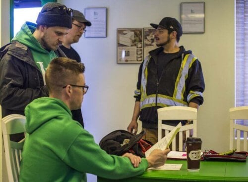 image of employees in break room