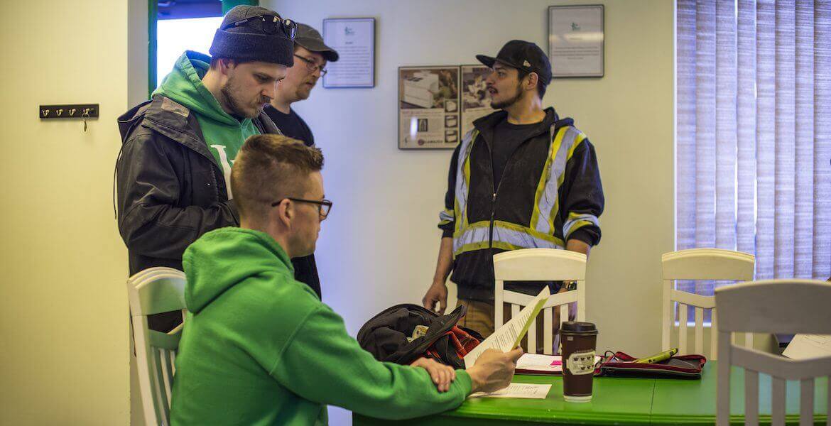 image of employees in break room