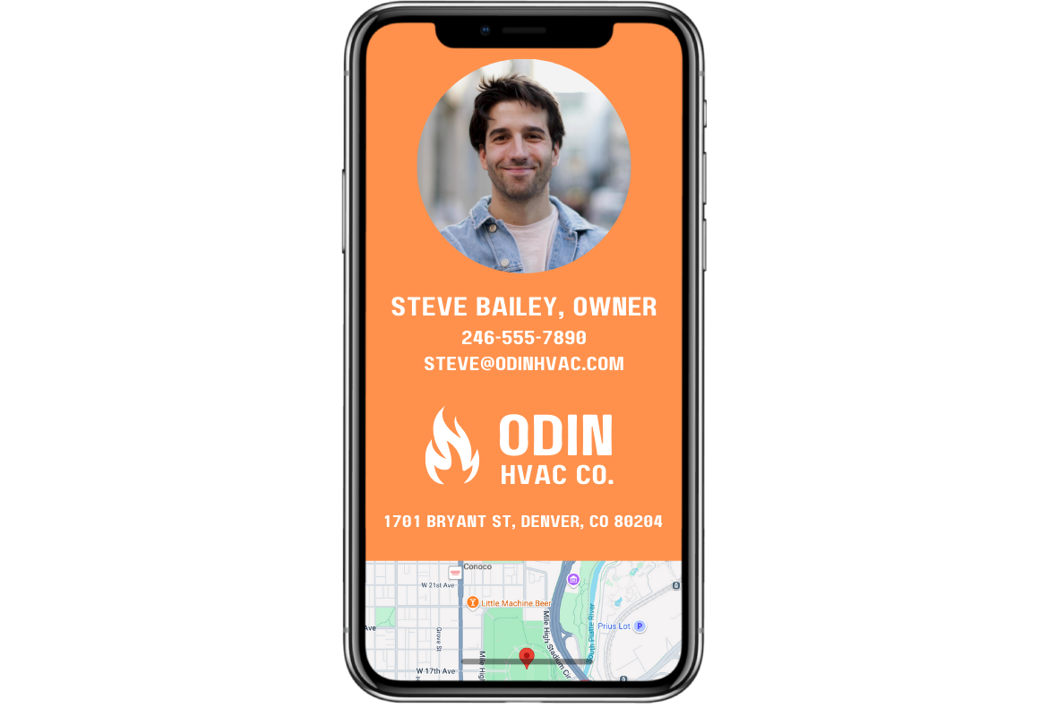 An example of an HVAC digital business card