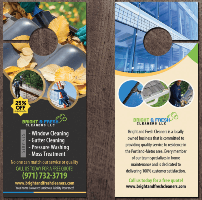 Example of a door hander flyer from Bright And Fresh Cleaners LLC