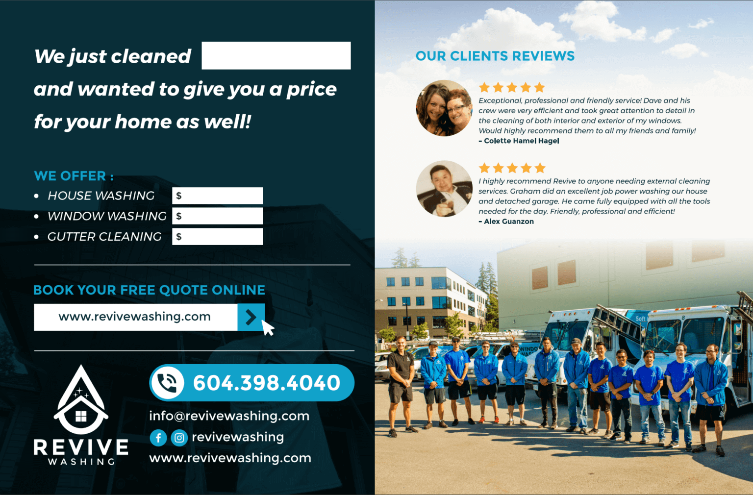 image of Revive Services pressure washing flyer