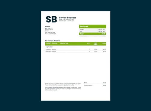 Invoice Payment Terms Example