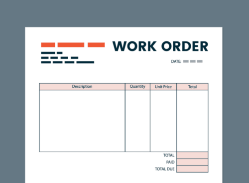 graphic showing an illustrated work order