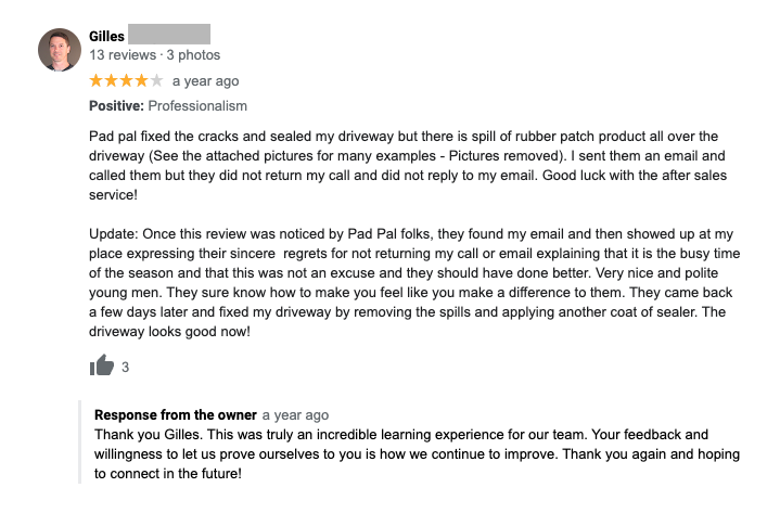 negative review response examples - screenshot of review about employee mistakes