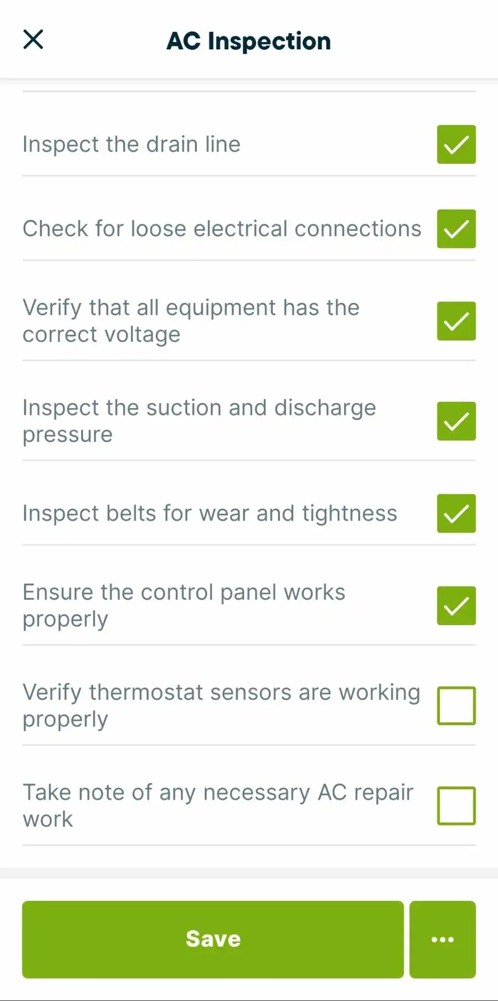 HVAC job form in Jobber