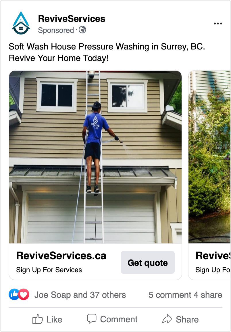 image of pressure washing carousel Facebook ad