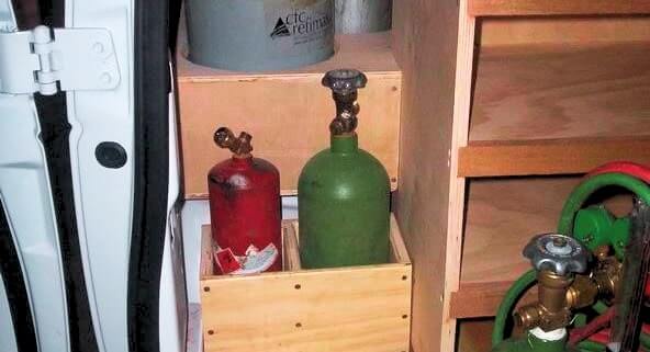 Custom built wooden gas tank holders