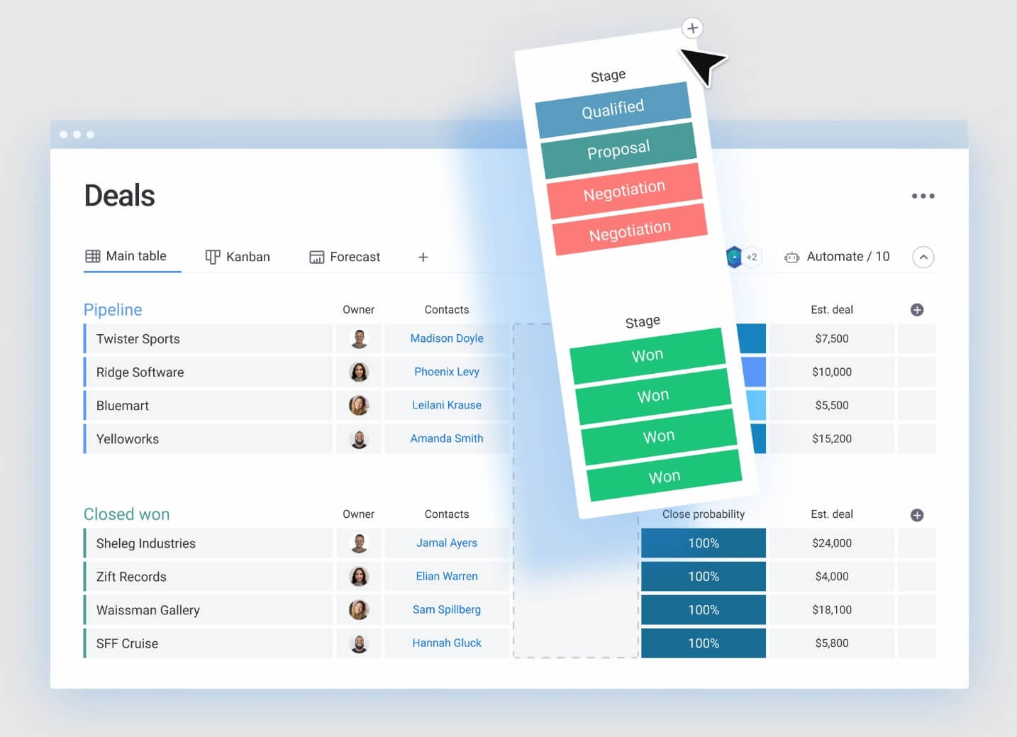 monday sales CRM app preview