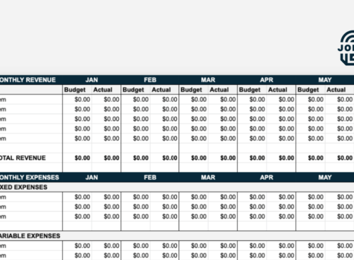 screenshot of free small business budget template