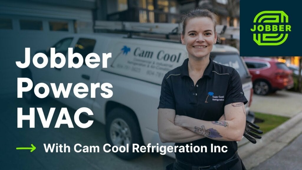 hero image of Jobber Powers HVAC with Cam Cool Refrigeration Inc YouTube video