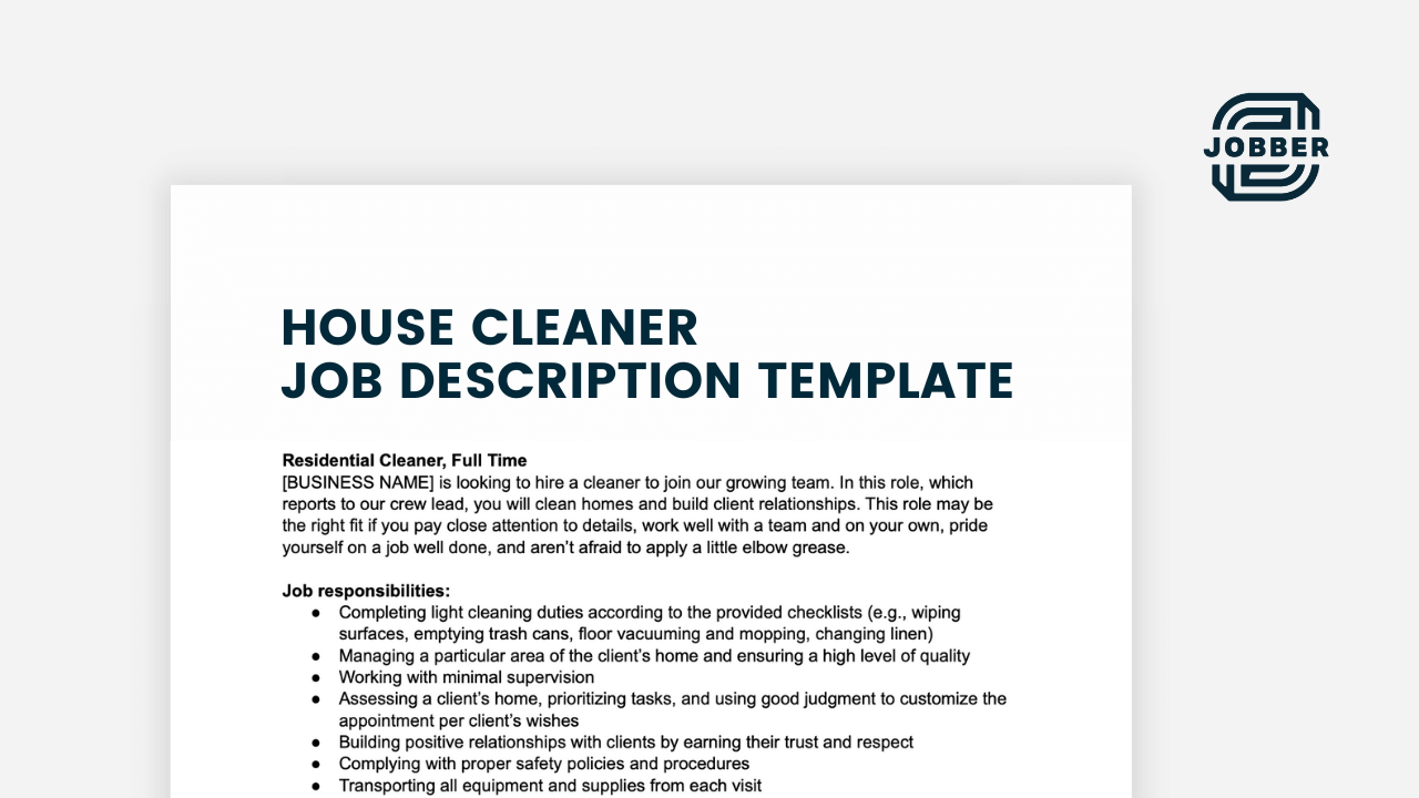 House cleaner job description header image