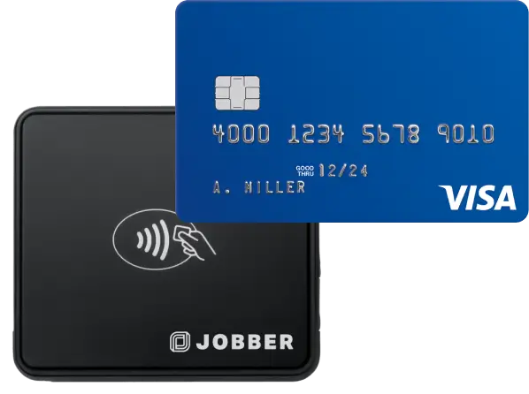 The Jobber Card Reader accepting a mobile credit card payment