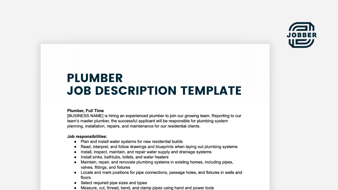 Plumber job description template header image