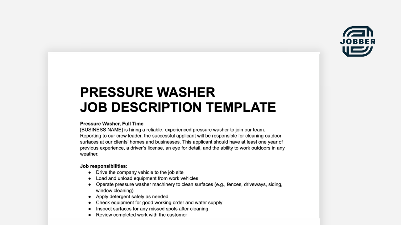 preview image of pressure washer job description template