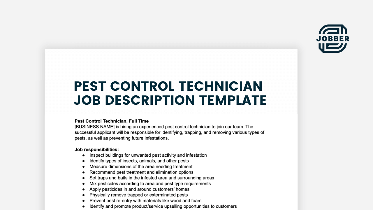 Pest control technician job description header image