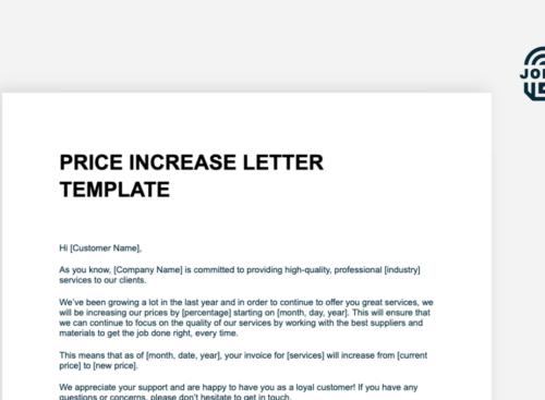 image of price increase letter template