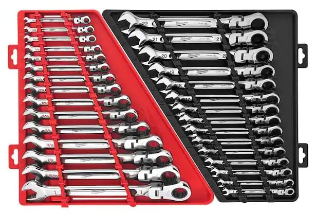 Milwaukee 144-Position Flex-Head Ratcheting Combination Wrench Set SAE and METRIC (30-Piece)