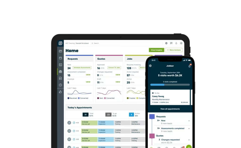 Business dashboard in Jobber