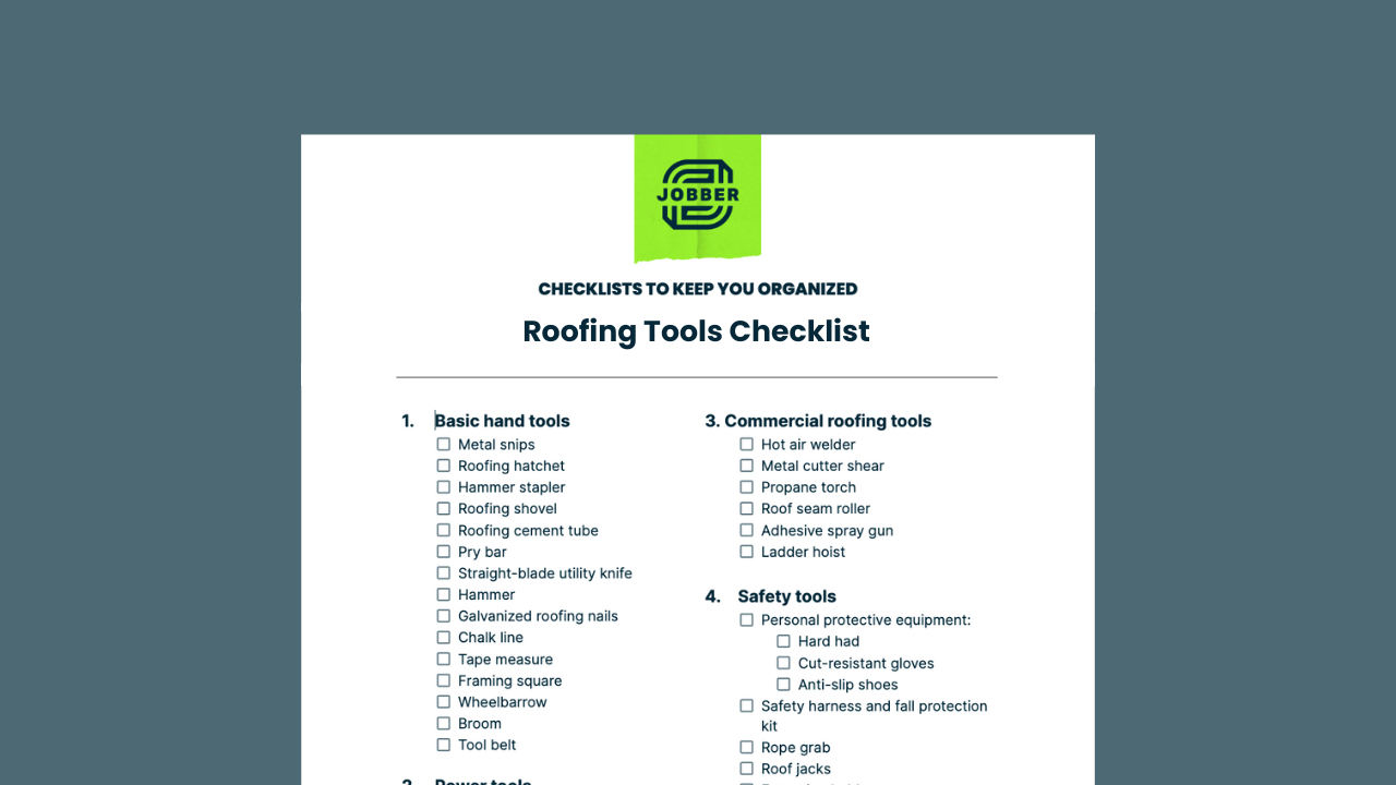 Roofing tools checklist