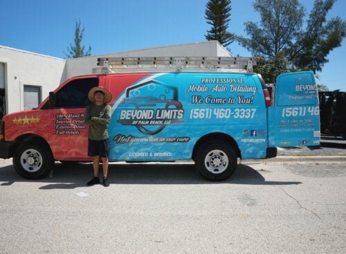 image of auto detailing SP standing in front of Beyond Limits Auto Detailing van