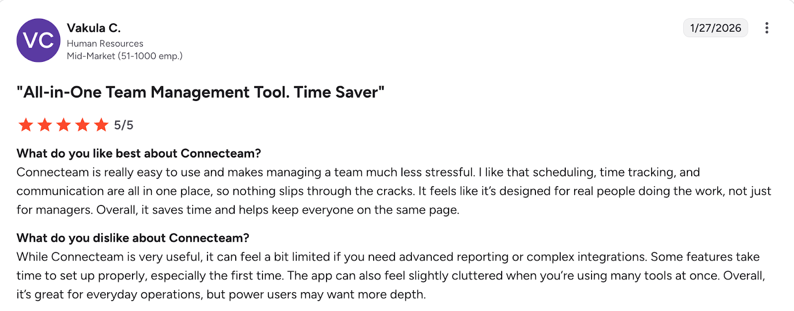 Favorable Connecteam review
