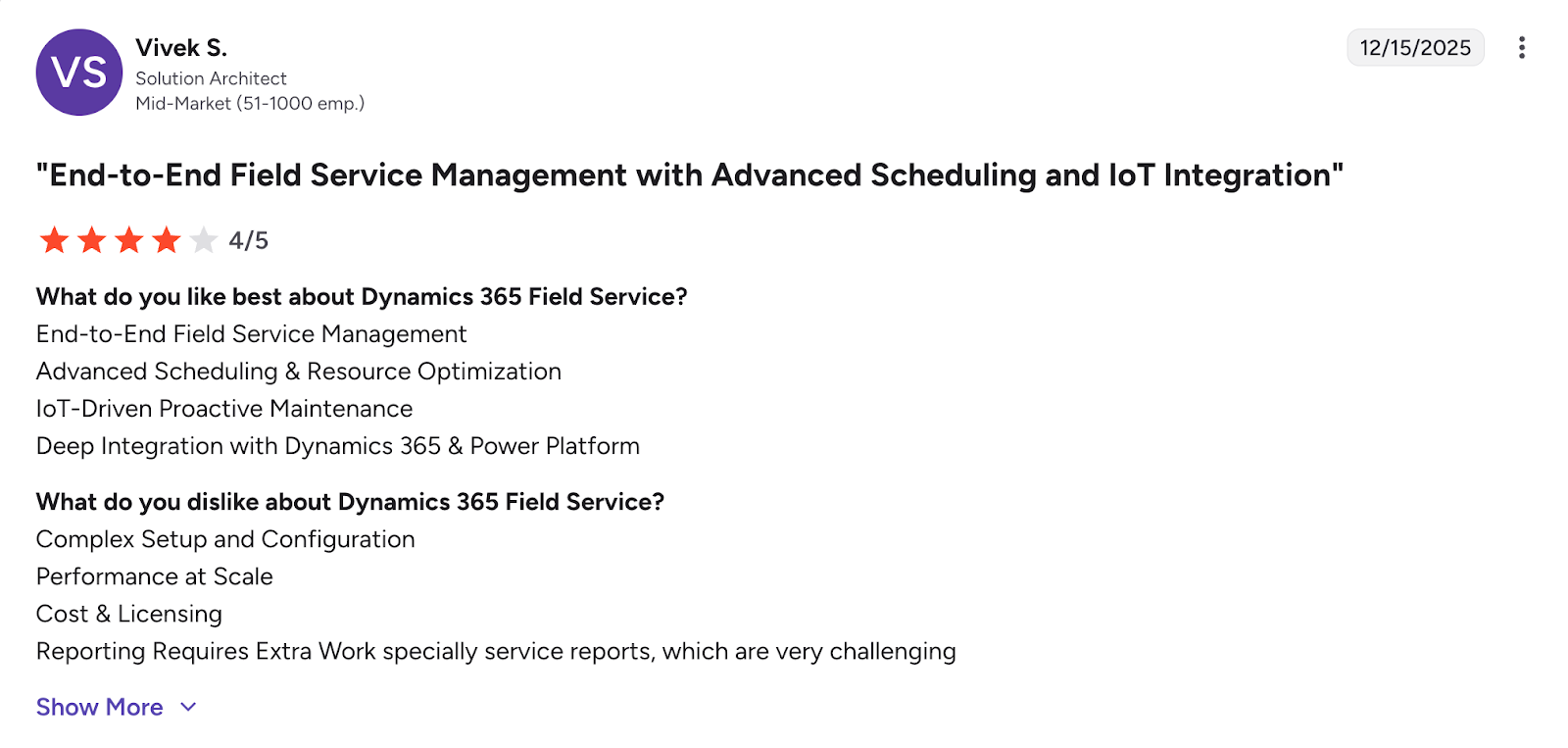 Favourable Dynamics 365 Field Service review