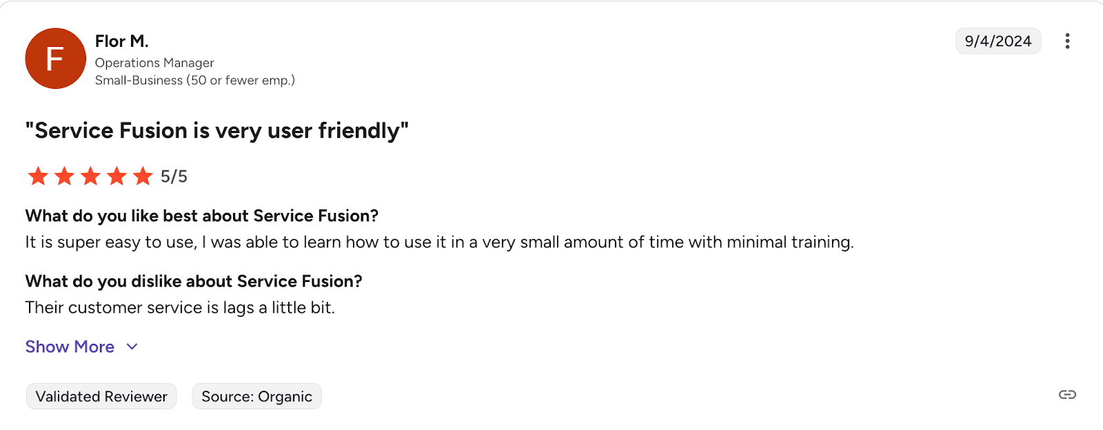 Favorable Service Fusion review