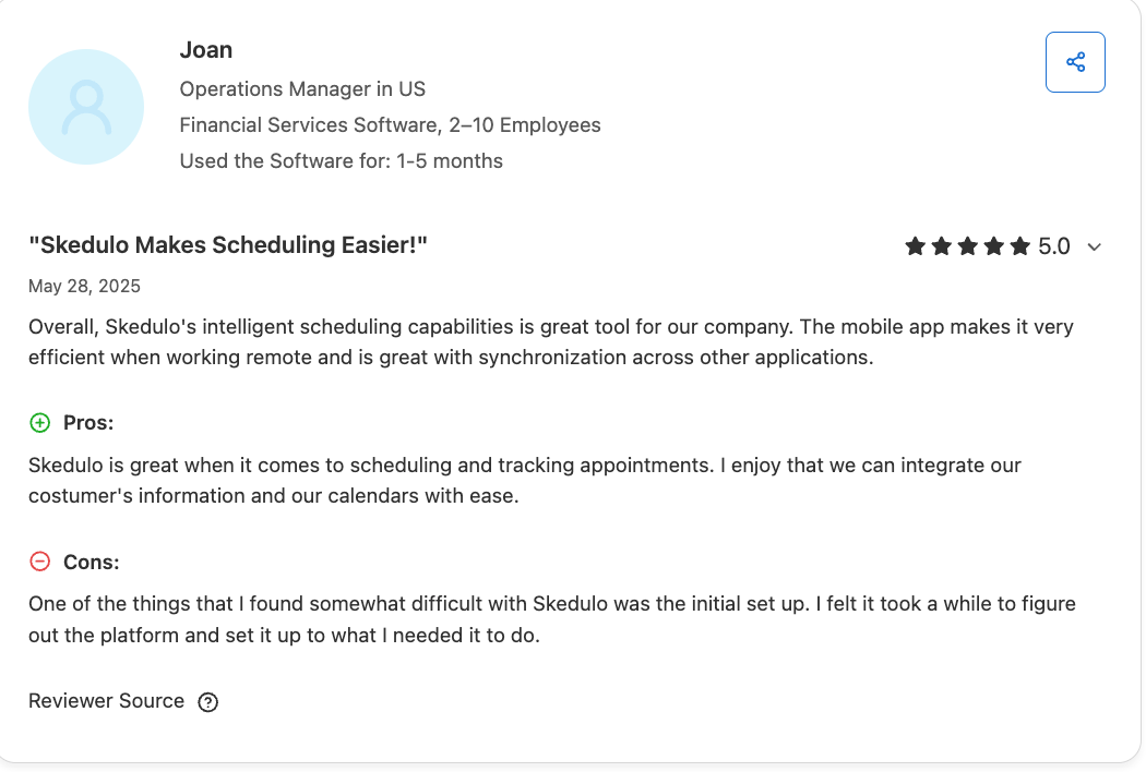 Favorable Skedulo review