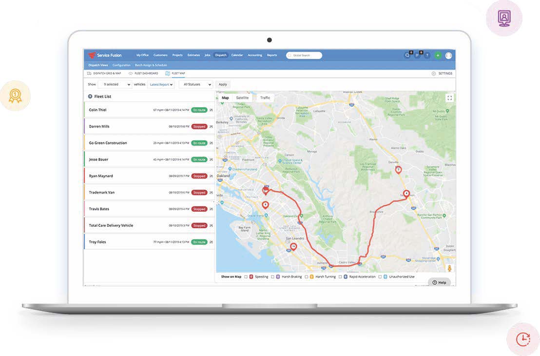 Preview of Service Fusion app