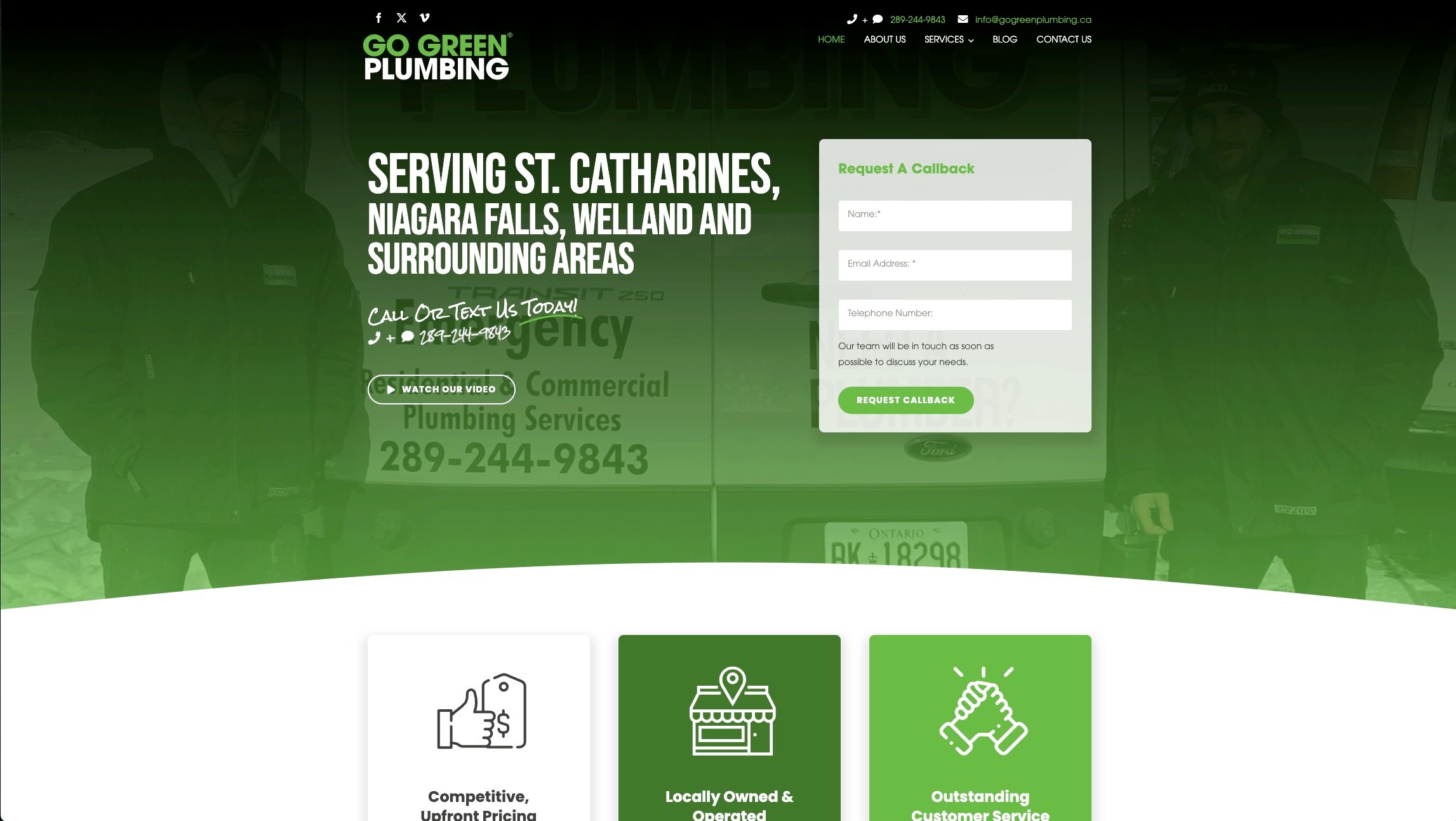 image of Go Green Plumbing's website
