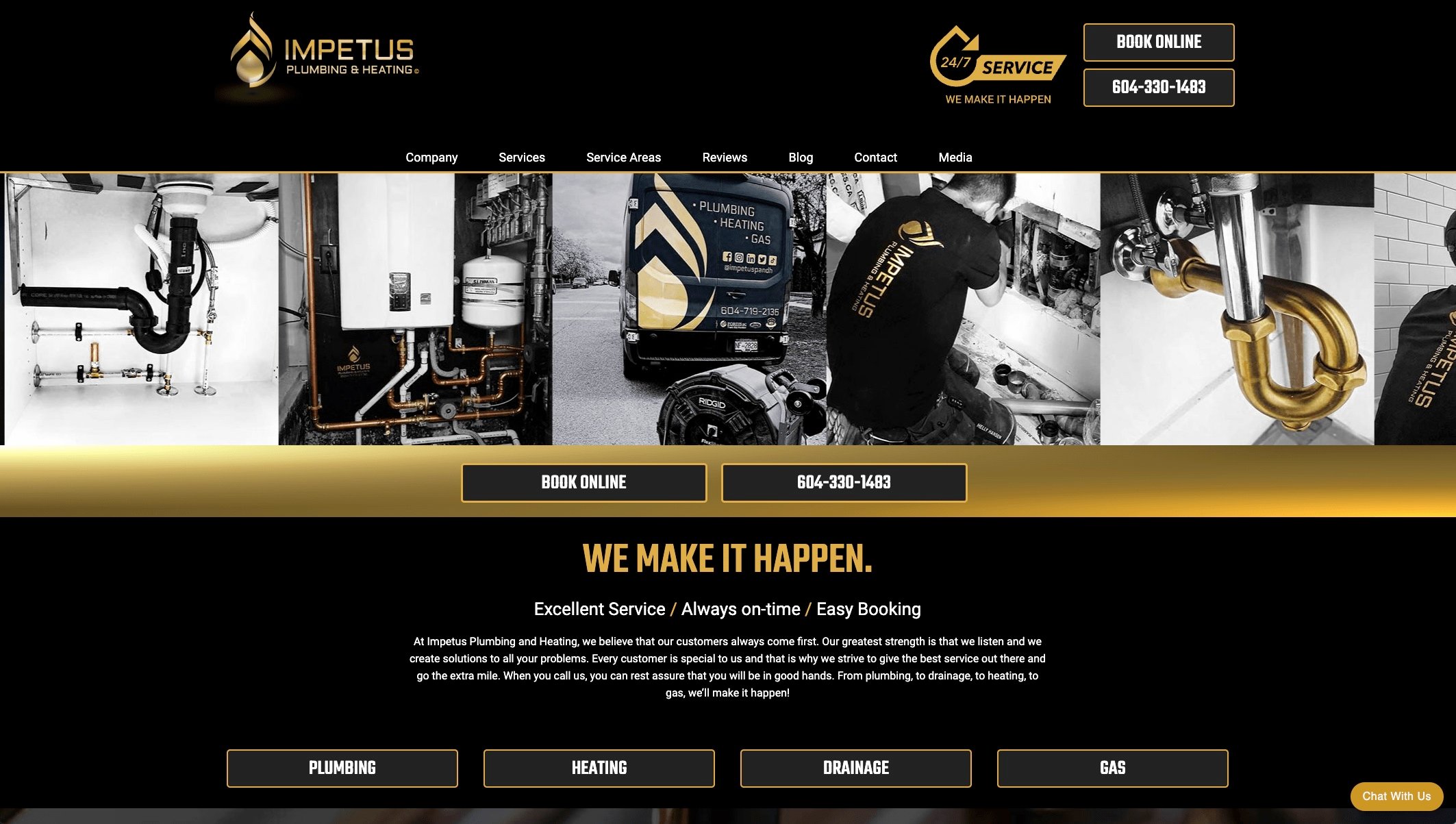 image of Impetus Plumbing's website