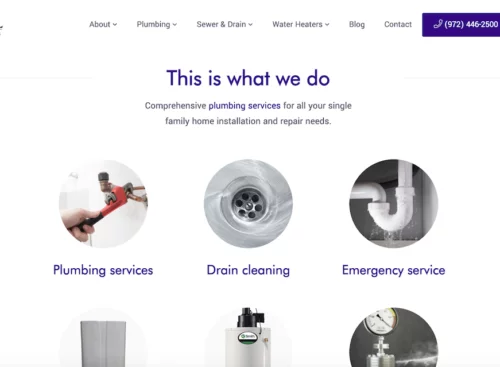 Plumbing website services list