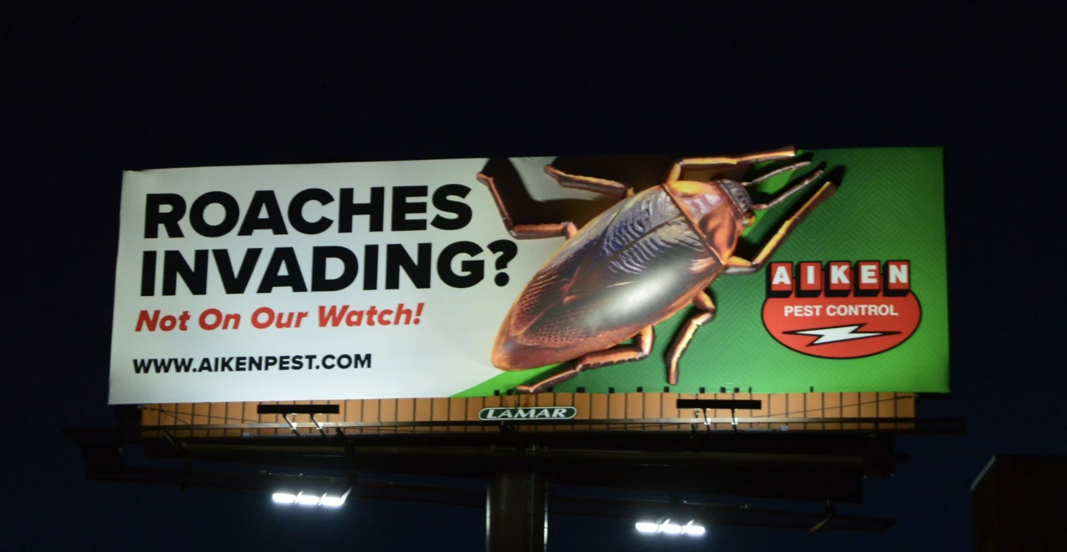 Example of a billboard display with a 3D roach