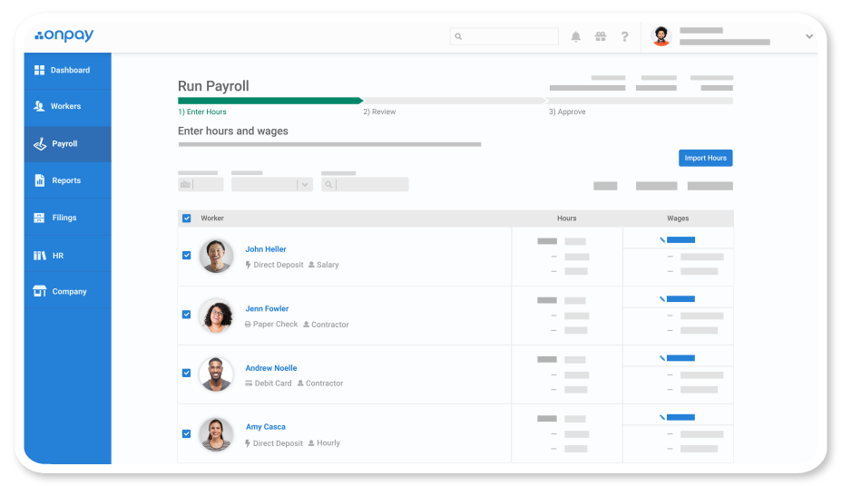Payroll run in OnPay payroll software